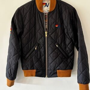 Aviator Nation Black and Brown Bomber Jacket